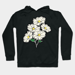 White Daisy floral Hand Drawn Gardening Gift Hoodie